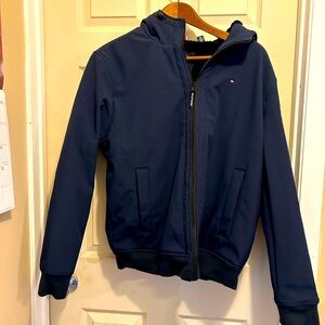 Tommy Hilfiger Navy 3 layer men’s jacket with hood -size XL